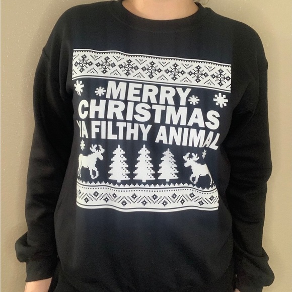 Merry Christmas Ya Filthy Animal Home Alone Sweatshirt Holiday Unisex NEW - Picture 2 of 3